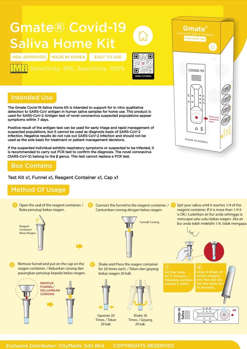 gmate covid 19 saliva home test kit usage guide